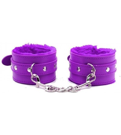 Restraints PU Leather Handcuffs Adjustable Soft Wrist Cuffs (purple) - Purple - CV18GM6RYT2 $8.18