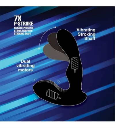Anal Sex Toys 7X P Stroke Silicone Prostate Stimulator with Stroking Shaft- Black - C118XI407TH $38.23