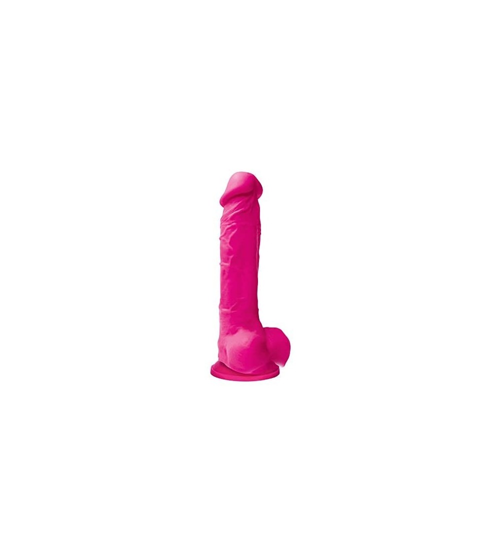 Dildos Colours Pleasures Silicone 8 Inch Dildo with Suction Cup- Electric Pink - Pink - C811G77EHBP $27.70