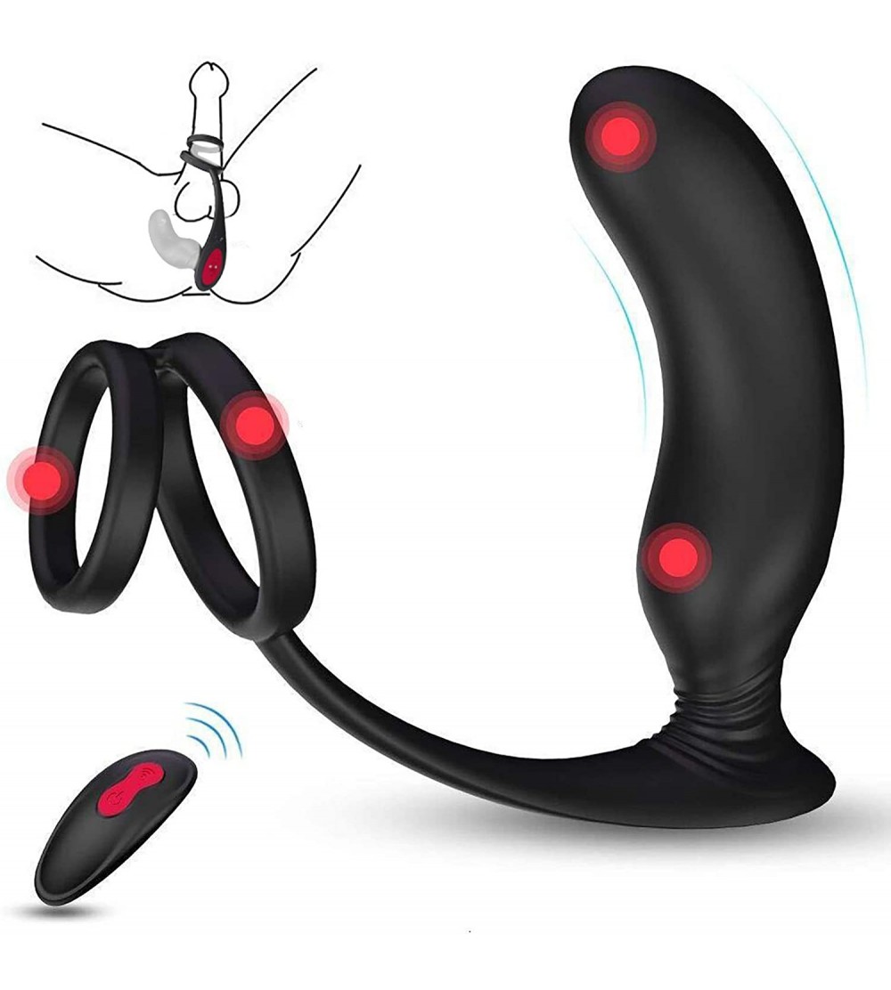 Vibrators Anal Vibrator Vibrating Butt Plug Prostate Massager with Penis Ring_ Anal Sex Toy with 9 Vibration Mode Wireless Re...