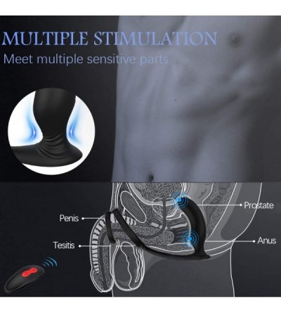 Vibrators Anal Vibrator Vibrating Butt Plug Prostate Massager with Penis Ring_ Anal Sex Toy with 9 Vibration Mode Wireless Re...