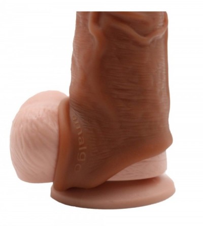 Pumps & Enlargers Lovely and Lifelike Male Coffee 10.2 in. Silicone penile Condom Fantasy Sex Chastity Toys Lengthen Cock Sle...