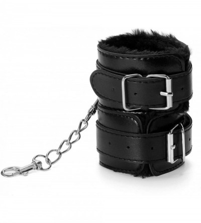 Restraints 2 Pieces Leather Handcuffs Forging Strap Set Soft Leather Plush Handcuffs with Chain Adjustable Forging Strap - CA...