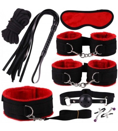 Paddles, Whips & Ticklers 1Set Adult BDSM Secs Collar Chain Clip Whip Gaming Leather Toys - Red - CI19HHAZG8X $32.51