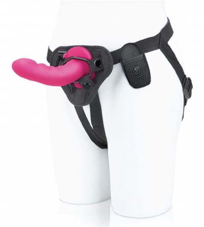 Dildos Pegasus 6" Rechargeable Ripple Peg w/Adjustable Harness & Remote - Pink - C818AAML3MA $98.72