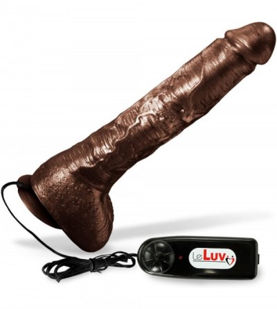 Dildos Vibrator 10 Inch Realistic Veiny Penis with Suction Cup Thick Long Chocolate - Brown - CG11F1ROVTF $26.57