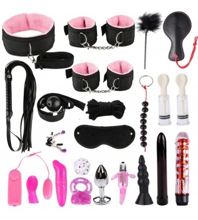 Paddles, Whips & Ticklers 23pcs Leather BSDM Toys for Couples Paddle Toy for Men Women - Pink - C3193DWSHUW $42.54