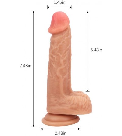 Dildos Realistic 7.5" G-Spot Dildo for Vaginal Anal Stimulation - Lifelike Veins Glans Penis Dong Cock Adult Sex Toys with Po...