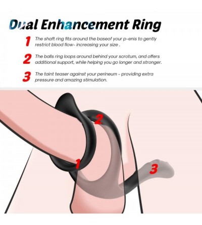 Penis Rings Silicone Dual Penis Ring - Premium Stretchy Cock Ring Harder Stronger Erection Sex Toy for Man or Couples Play.(B...