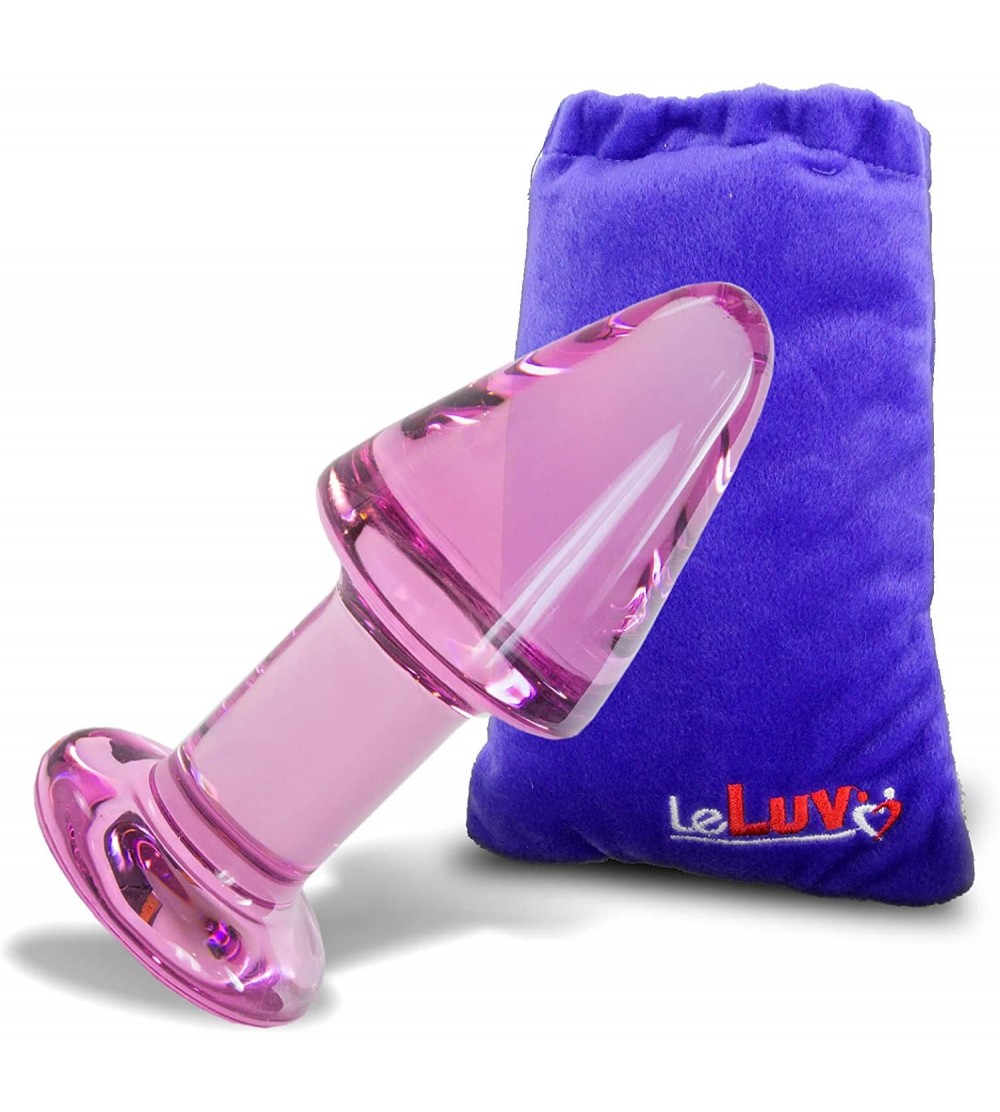 Anal Sex Toys Butt Plug 4 inch Glass Thick Anal Toy Pink Bundle with Premium Padded Pouch - Pink - CV11EXGTTIN $13.70