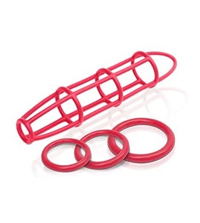 Penis Rings Elite Cock Cage & Ring Set- Red - Red - CZ1105WLYZP $17.00