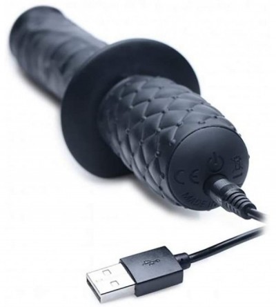 Dildos AG152 Realistic 10X Silicone Vibrating Thruster- Black - CS18UUYUN5S $30.21