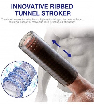 Male Masturbators Male Masturbator Cup Stroker Pocket Pussy with Ribbed Tunnel- Crystal Open-Ended Realistic Tube Portable Ma...