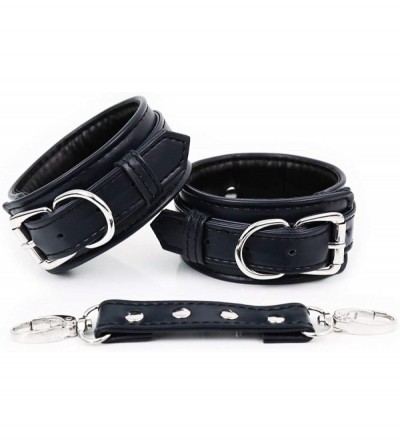 Restraints Brussels Wrist and Ankle Cuffs Softest Leather Adjustable Wrist Cuffs Handcuffs for Women Men - Black - CV190R9W9S...