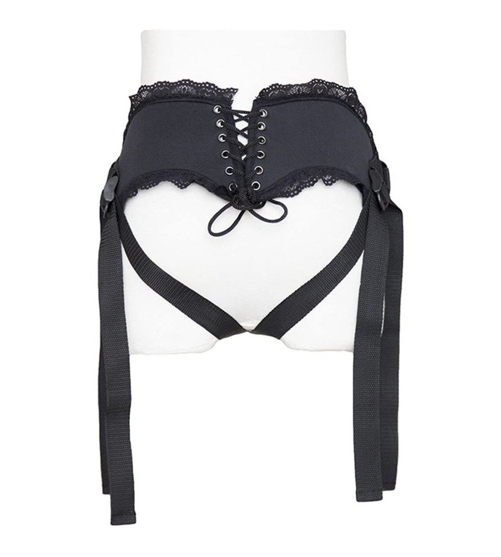 Dildos Women Adjustable Pants Wearable Waist Belt Lingerie Harness with 3PCS Metal O-Ring (Black-2) - Black-2 - CY18HAYN24T $...
