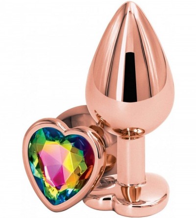 Anal Sex Toys Rear Assets Anal Butt Plug - Rose Gold - Medium - Heart-Shaped (Rainbow Jewel) - Rainbow Jewel - CG195DXXZ2G $2...