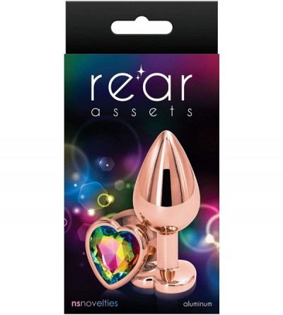 Anal Sex Toys Rear Assets Anal Butt Plug - Rose Gold - Medium - Heart-Shaped (Rainbow Jewel) - Rainbow Jewel - CG195DXXZ2G $1...