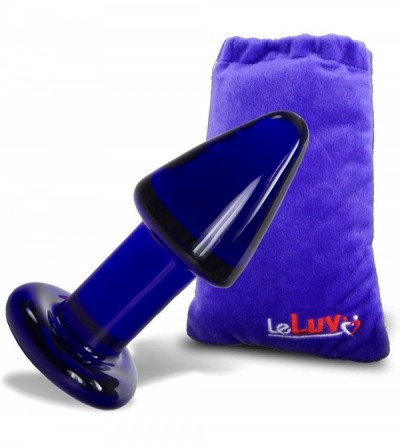 Anal Sex Toys Butt Plug 4 inch Glass Thick Anal Toy Cobalt Blue Bundle with Premium Padded Pouch - Cobalt - C311EXGTVEF $33.68