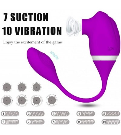 Vibrators 2 in 1 Sucking Vibrator for Clitoris G-Spot Double Stimulation-Dual Motors Clitoral Nipples Sucker Bullet Vibrator-...
