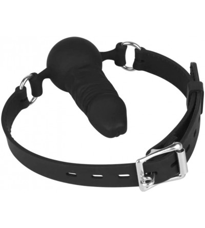 Gags & Muzzles Silicone Realistic Dildo Gag with Ball- Adjustable Strap on Mouth Gag for SM (Black) - CW18447NTQ2 $8.93