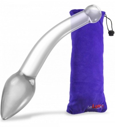 Dildos Large Glass Prostate Massager Clear Anal Wand G-Spot Toy Bundle with Premium Padded Pouch - Clear - C111F6QYGQT $20.59