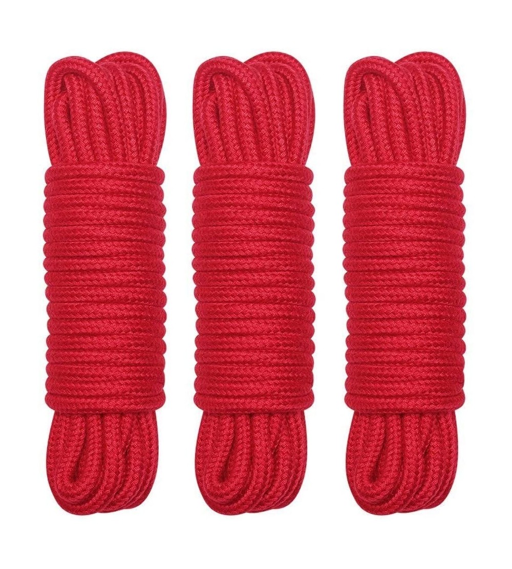 Restraints [3 Pack] 32 Feet Soft Cotton Bondage Rope- Bondage Restraints Sex Rope for Couples(10M-Red) - Red - CQ18QQ7K8E6 $8.37