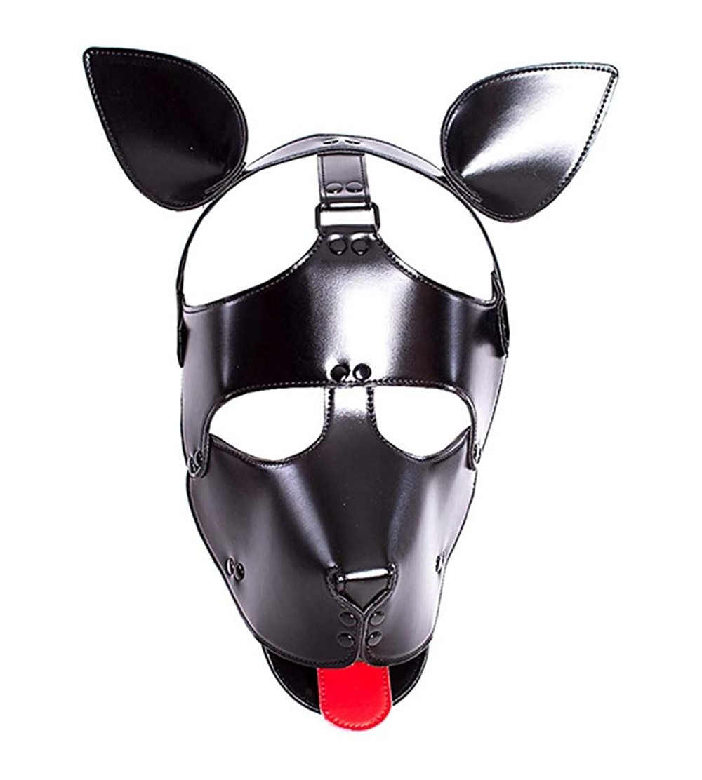 Blindfolds Exotic Sex Products Faux Leather Hood Mask Dog Bondage Slave Games Headgear Hair Ornaments - Black - C2197XH8UZ2 $...