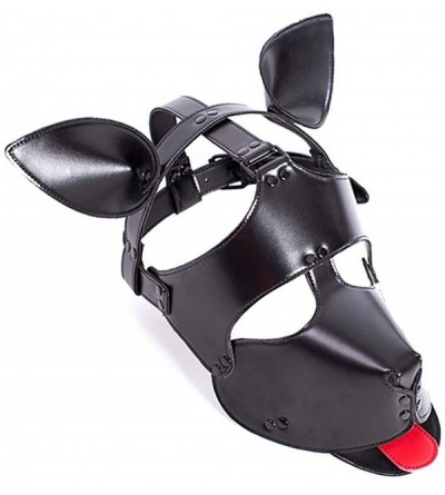 Blindfolds Exotic Sex Products Faux Leather Hood Mask Dog Bondage Slave Games Headgear Hair Ornaments - Black - C2197XH8UZ2 $...