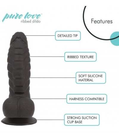 Dildos 7 Inch Fantasy Silicone Dildo with Suction Cup- Ribbed & Studded- Black Color- Adult Sex Toy - Black - C618H54QGID $21.85
