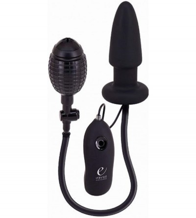 Anal Sex Toys Fanny Hills 7 Function Inflatable Vibrating Silicone Butt Plug Black - C91964DG62G $15.97