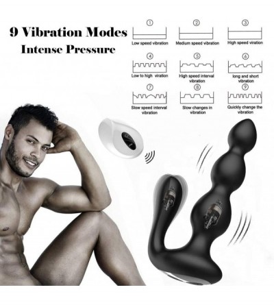 Vibrators Male Prostate Massager with Testes Stimulation- Female G-spot & Anal Vibrator 9 Speed Vibrating Butt Plug Dual Moto...