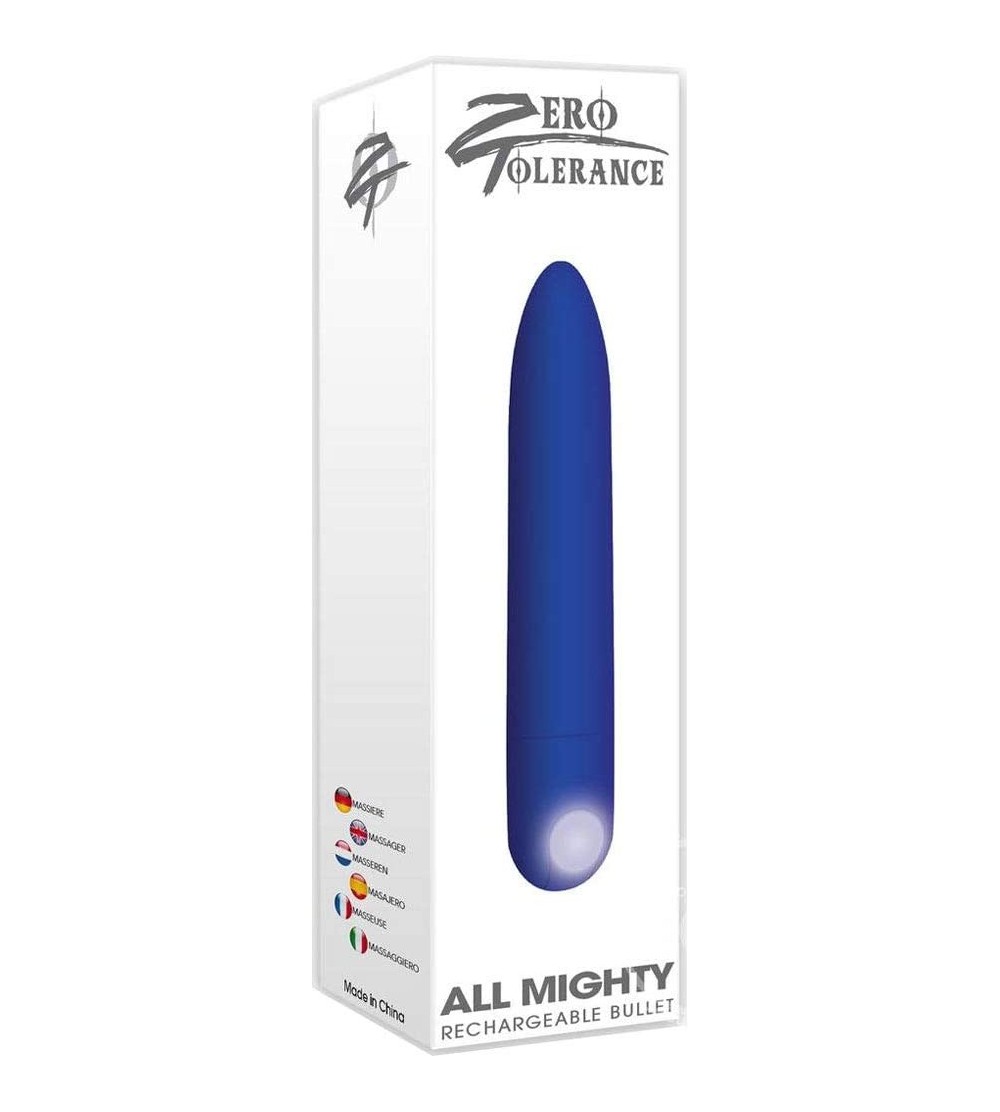Vibrators Zero Tolerance All Mighty Rechargeable Bullet 10 Speeds and Functions Waterproof (Blue) - Blue - CG18IN8LHMX $18.17