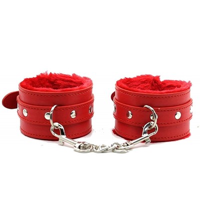 Restraints Leather Handcuffs Soft Wrist Cuffs Adjustable (Red 01) - CT194GELKIH $22.94