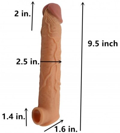 Pumps & Enlargers 9.5 in. Skin Silicone penile Condom Lifelike Fantasy Sex Male Chastity Toys Lengthen Cock Sleeves Dick Reus...
