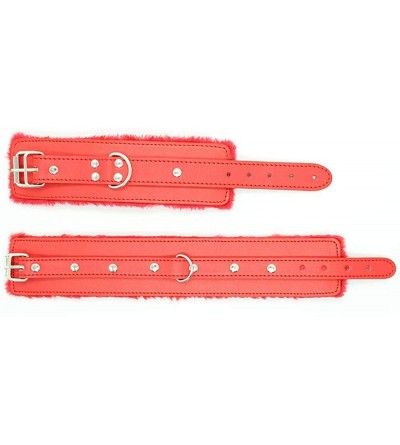Restraints Leather Handcuffs Soft Wrist Cuffs Adjustable (Red 01) - CT194GELKIH $11.77