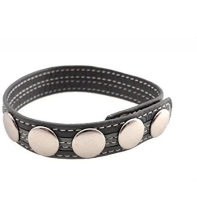Penis Rings 5 Snap Leather Penis Ring (Grey with Light Gray Stripe) - Black With Gray Stripe - C317YESKDGR $22.13
