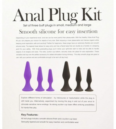 Anal Sex Toys Silicone Butt Plug Kit (3 Pack- Black) - Anal Sex Beginner Set Helps Train Rectum for More Comfortable Intercou...