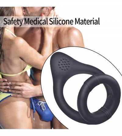 Penis Rings Silicone Dual Penis Ring- Super Soft Cock Ring for Men Erection Enhancing Sex Toy for Man or Couples Play - C6197...