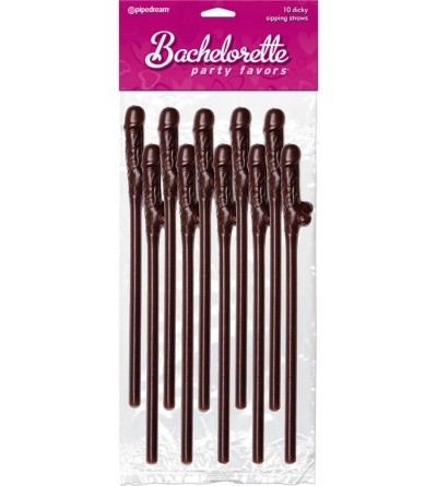 Novelties Bachelorette Party Brown Penis Straws - 10 Straws - Brown - CL12FCCW7OJ $8.51
