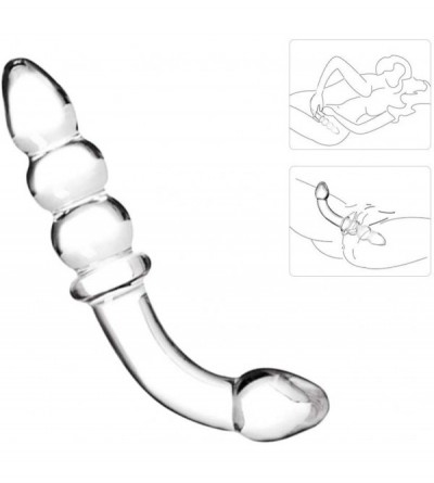 Anal Sex Toys Anal Beads- Glass Bent Pleasure Wand Double-Ended Butt Plug G-spot Stimulation Dildo for Men Women (Clear) - Cl...