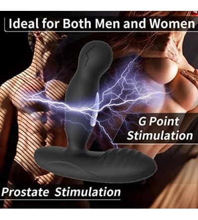 Anal Sex Toys 3-in-1 Male Prostate Massager Vibrating Anal Plug Electric Shock Vibrator with Rotation Modes & 10 Vibration Pa...
