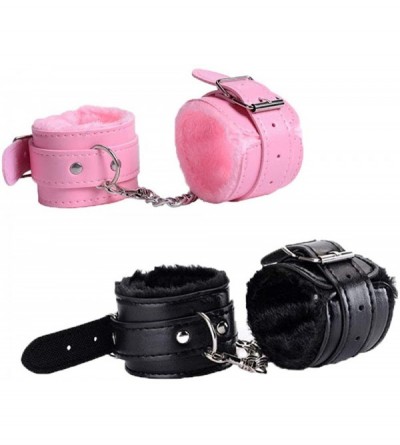 Restraints Soft PU Faux Leather Handcuffs Wrist Cuffs Metal Wrist Ankle Cuffs for Men and Women 2PCS - Pink - CC18NCGO2L9 $9.74