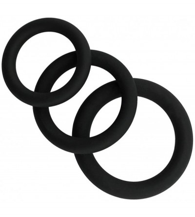 Penis Rings Silicone O Ring 3 Different Size Flexible Rings - Black - CL18XMANHE9 $21.43