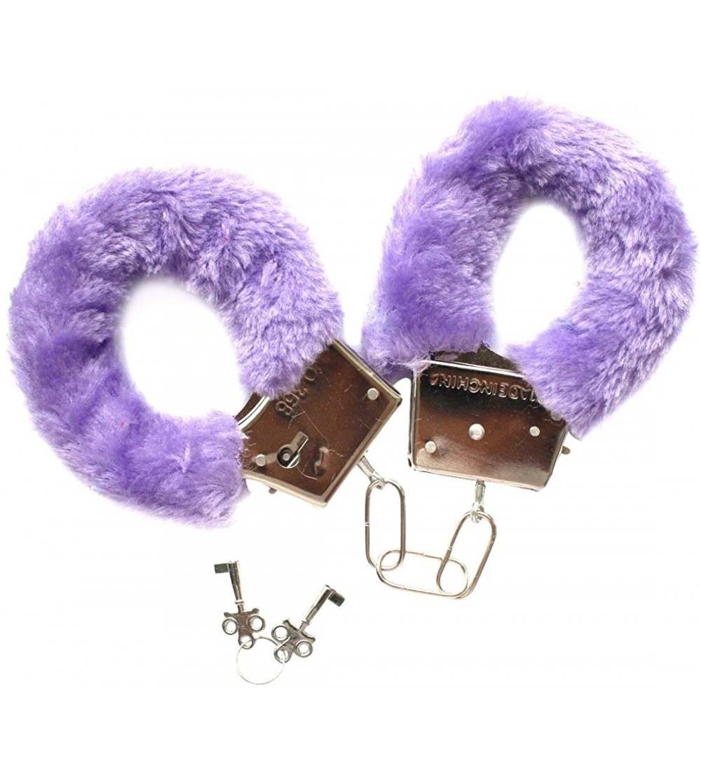 Restraints Sexy Furry Fuzzy Night Party Working Metal Cuffs for Women Men Couples Game Novelty Gift - Purple - CY180HM2RR8 $8.60