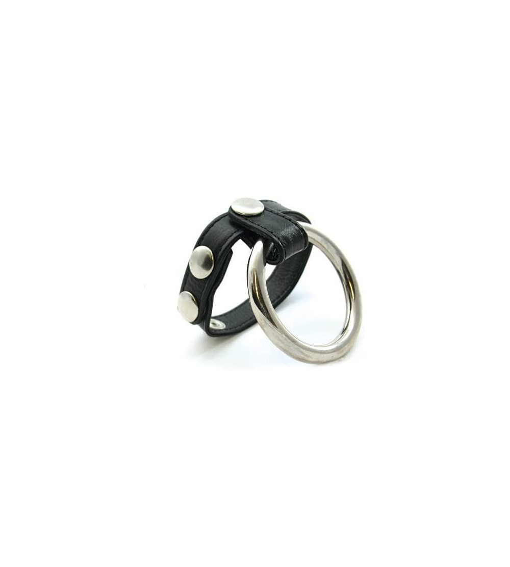 Penis Rings Cock Ring Double Leather + Metal- Black - C41137Q4JYJ $13.19
