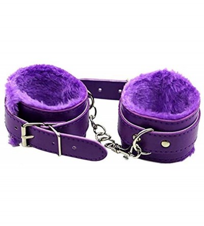 Restraints PU Leather Handcuffs Soft Wrist Cuffs - Purple - CV18TMATQU7 $22.66