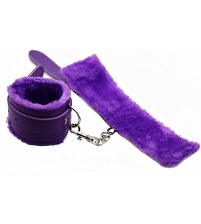 Restraints PU Leather Handcuffs Soft Wrist Cuffs - Purple - CV18TMATQU7 $9.84