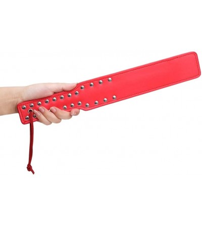 Paddles, Whips & Ticklers Quality Studded Spanking Paddles- 14.7inch Faux Leather Paddle for Adults Sex Play- Red - Red - CV1...