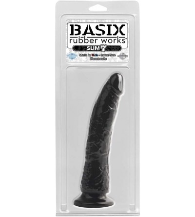 Dildos Rubber Works Slim 7-Inch Dong with Suction Cup Black - CS112E5A055 $12.46