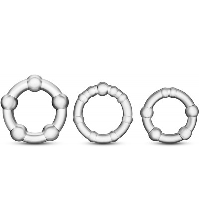 Penis Rings Genuine Stay Hard - Super Elastic Erection Enhancing Beaded Cock Rings Set - One Size Fits All - Clear - CK11LB9Q...